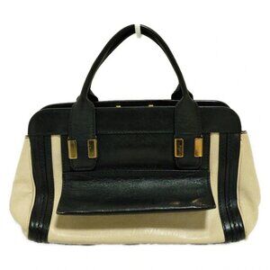 Auth Chloe Alice - Black Cream Leather Handbag